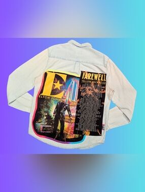 Handmade, Upcycled Elton John Farewell Yellow Brick Road 2018 Tour Shirt Size M